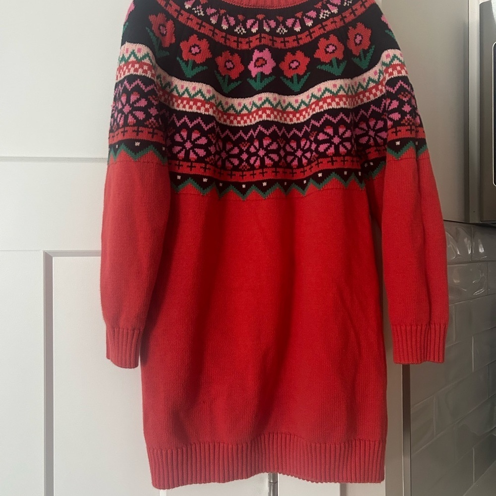 Hanna Andersson Red and Pink Patterned girls sweater dress - Picture 5 of 6
